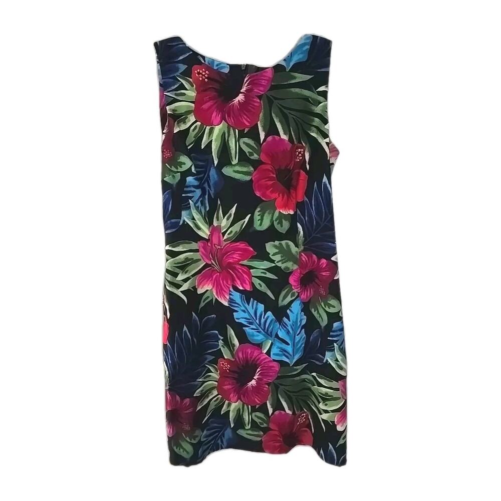 AGB Pink Tropical Print Cruise Vacay Sleeveless Tank Sheath Dress Womans Size 14